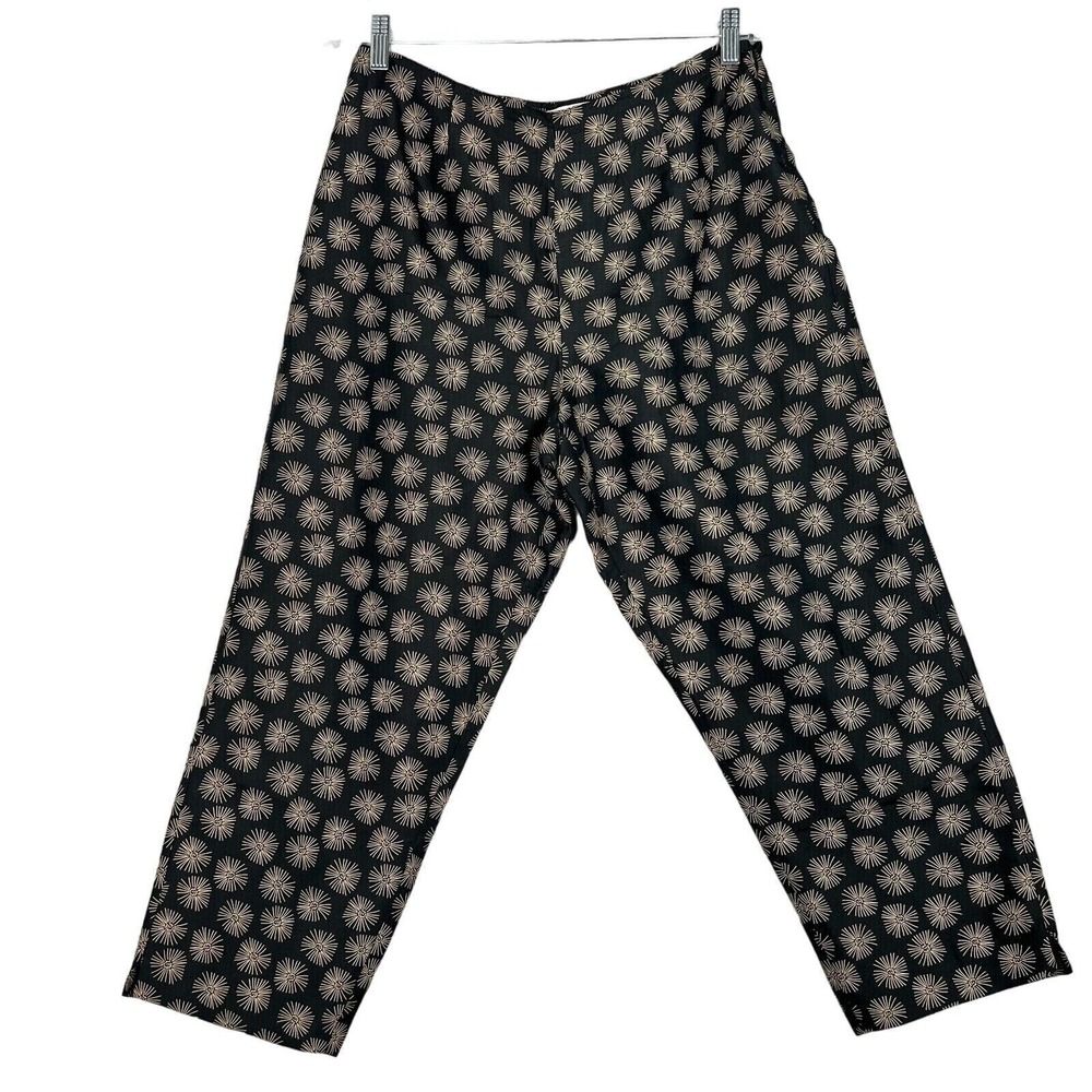 Vintage Womens Silk Cigarette Pants Size 10 Preppy Classic Geometric Black Lined - Picture 9 of 9